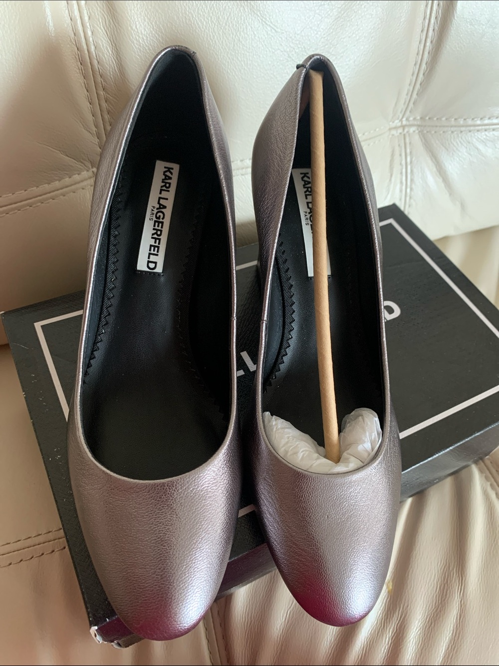 Karl Lagerfeld Metallic Pewter Women's Pumps